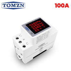 TOMZN TOVAE-100 100A AC Digital Energy Monitor Meter | Voltage Current Power KWH Meter | DIN Rail Voltmeter Ammeter Wattmeter