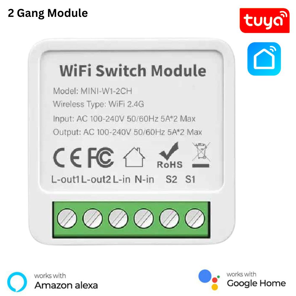 2 Gang Tuya WiFi Smart Light Switch Module, Mini Switch, Tuya Smart Switch, Tuya Mini Module, light switch