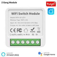 2 Gang Tuya WiFi Smart Light Switch Module, Mini Switch, Tuya Smart Switch, Tuya Mini Module, light switch