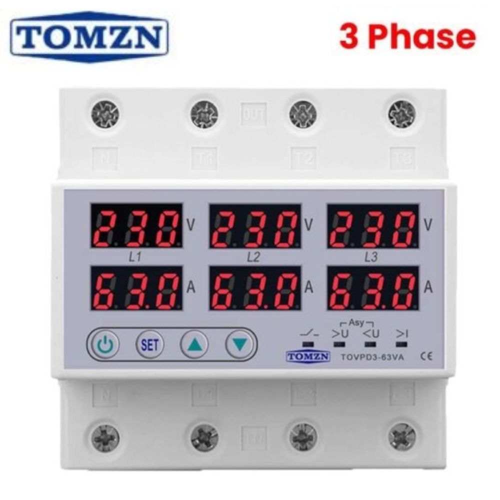 3 Phase Adjustable Over/Under Voltage Protector 63VA, tomzn protector, 3phase voltage protector, voltage protector, 3 phase, 6
VA, TOVPD3-63VA, Tomzn 63VA, 63VA- Automatic protector, under/over voltage protector, 63VA-3Phase Protector, current relay protector, Tomzn Voltage Protector, 3 Phase Voltage Protector, 3phase voltage Protector, Tomzn 3Phase VOltage protector