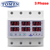 Tomzn TOVPD3-63VA – 3 Phase 4P Adjustable Voltage & Current Protector | Over/Under Voltage, Overcurrent Protection Device