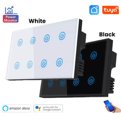 Tuya Smart WiFi 8 Gang Touch Wall Switch with Power Monitoring | Alexa & Google Home Compatible