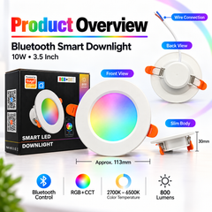 10W RGB+CCT Bluetooth Smart LED Downlight 3.5 Inch – Tuya Smart & Smart Life