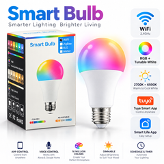 WiFi RGB Smart LED Bulb 10W – Tuya & Smart Life App Control, Alexa & Google Home Compatible