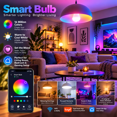 WiFi RGB Smart LED Bulb 10W – Tuya & Smart Life App Control, Alexa & Google Home Compatible