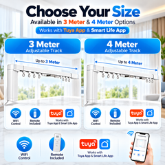 Tuya Smart WiFi Curtain Motor with Adjustable Track – 3M / 4M | App & Remote Control