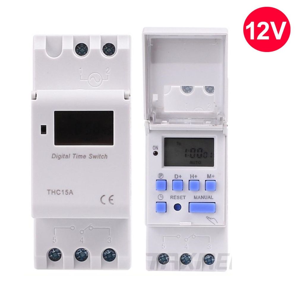 DC12v Digital DinRail Timer Switch THC15A, Timer switch, Digital switch, DC12V, TIMER dc12v, timer, weekly timer, Timer switch, THC15A Timer, timer switch, dc12 timer, programmable timer.