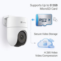 EZVIZ H8C - 2MP COLOR NIGHT VISION 360° PANORAMIC PAN & TILT WI-FI IP65 OUTDOOR CAMERA