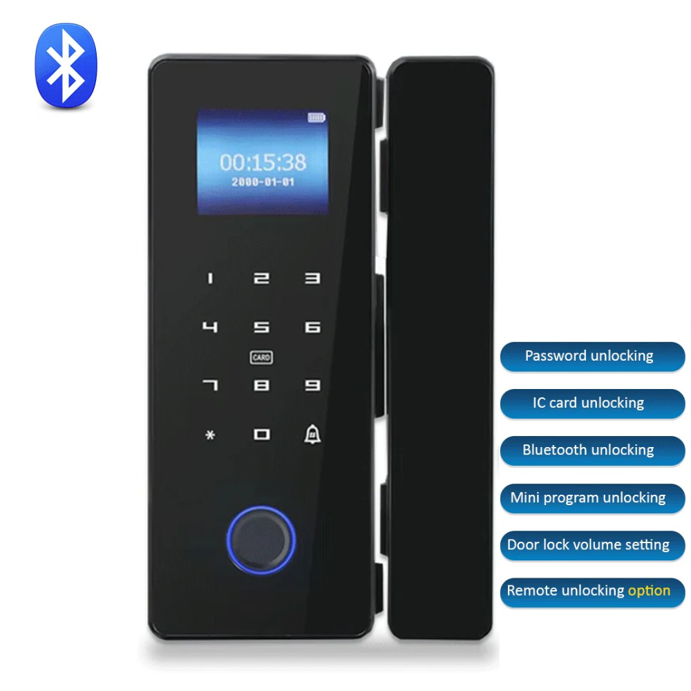Bluetooth Glass window fingerprint lock, Glass dor lock, glass lock, fingerprint lock, bluetooth lock, smart lock, password lock, ic card lock