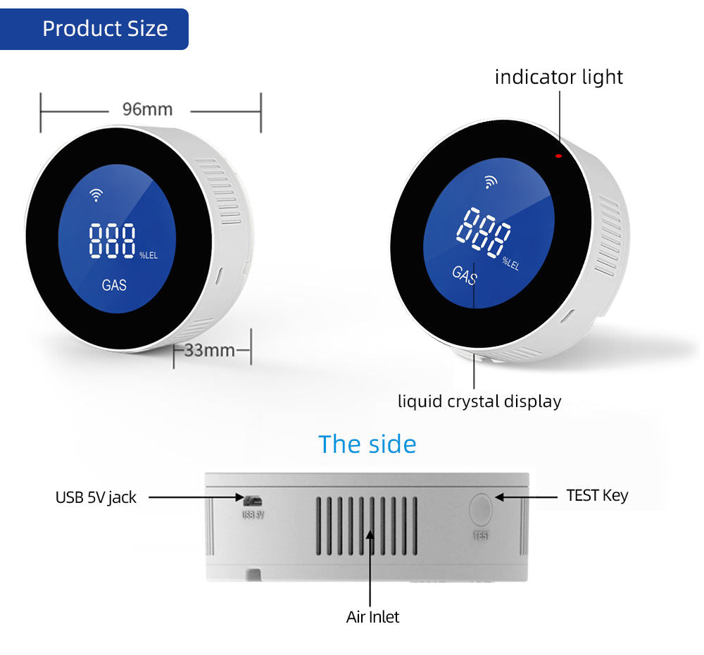 Tuya smart gas detector product view