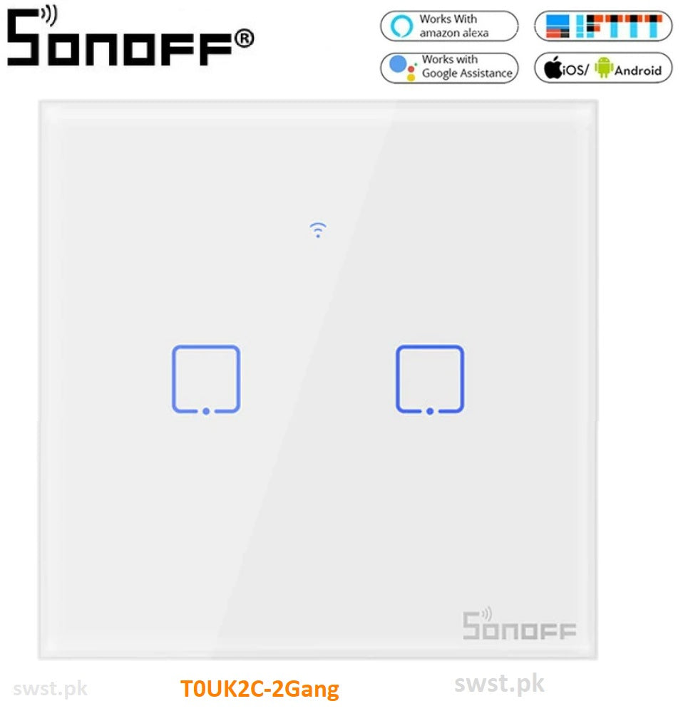 SONOFF SWITCHES, 2 GANG SWITCH, 2 GANG WALL TOUCH SWITCH