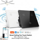 Smart Ceiling Fan Touch Wall Switch WiFi | Smart Life & Tuya | Fan Speed Control | Alexa & Google Home Compatible | White & Black