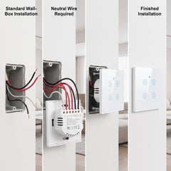 Tuya WiFi Wall Touch Switch 4 Gang – White/Black | Smart Home Automation | Alexa & Google Home Compatible