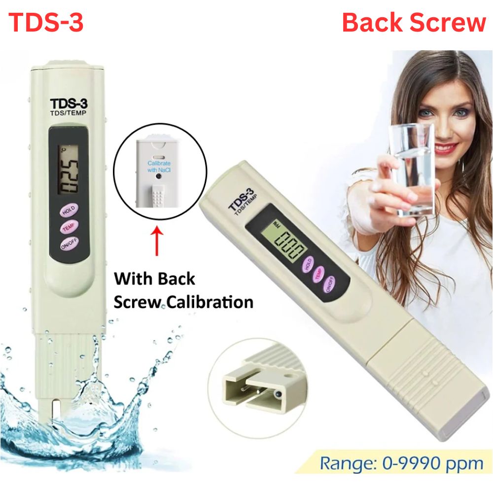 TDS Tester Meter with Back Screw Calibration, Water Purity Tester, water tester, quality tester, calibration, tester with calibration, tds3 meter,