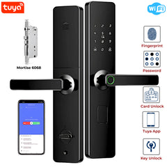 Tuya Smart WiFi Fingerprint Door Lock | 5-in-1 Unlock | Mobile App Control | 6068 Lcok Body