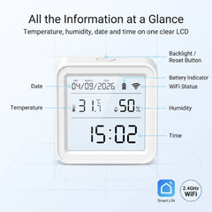 Smart WiFi Temperature & Humidity Sensor LCD Display – Tuya Smart Life TH08