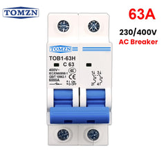 Original TOMZN 2P AC Breaker | Miniature Circuit Breaker (MCB) - 32A & 63A Electrical Safety Device with Overload & Short-Circuit Protection