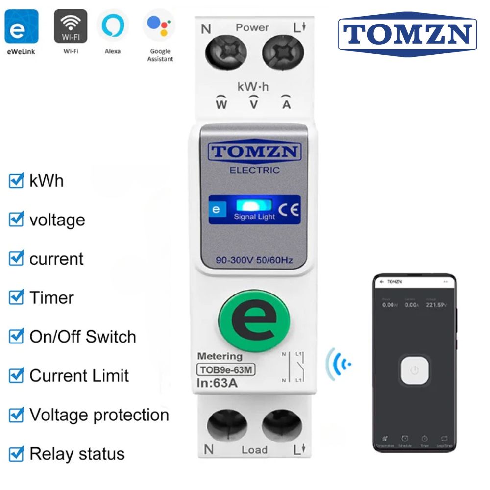 Tomzn Ewelink WIFI Smart KWH Metering Circuit Breaker, Tomzn Breaker, Tuya Wifi Breaker
