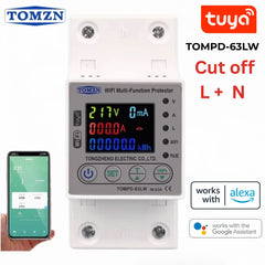 Tomzn 63A wifi smart breaker multifunctional protector, smart breaker, tomzn voltage protector, tomzn leakeage protector, multifunctional protector, units lock,