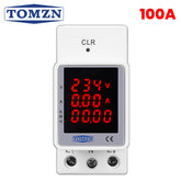 TOMZN TOVAE-100 100A AC Digital Energy Monitor Meter | Voltage Current Power KWH Meter | DIN Rail Voltmeter Ammeter Wattmeter