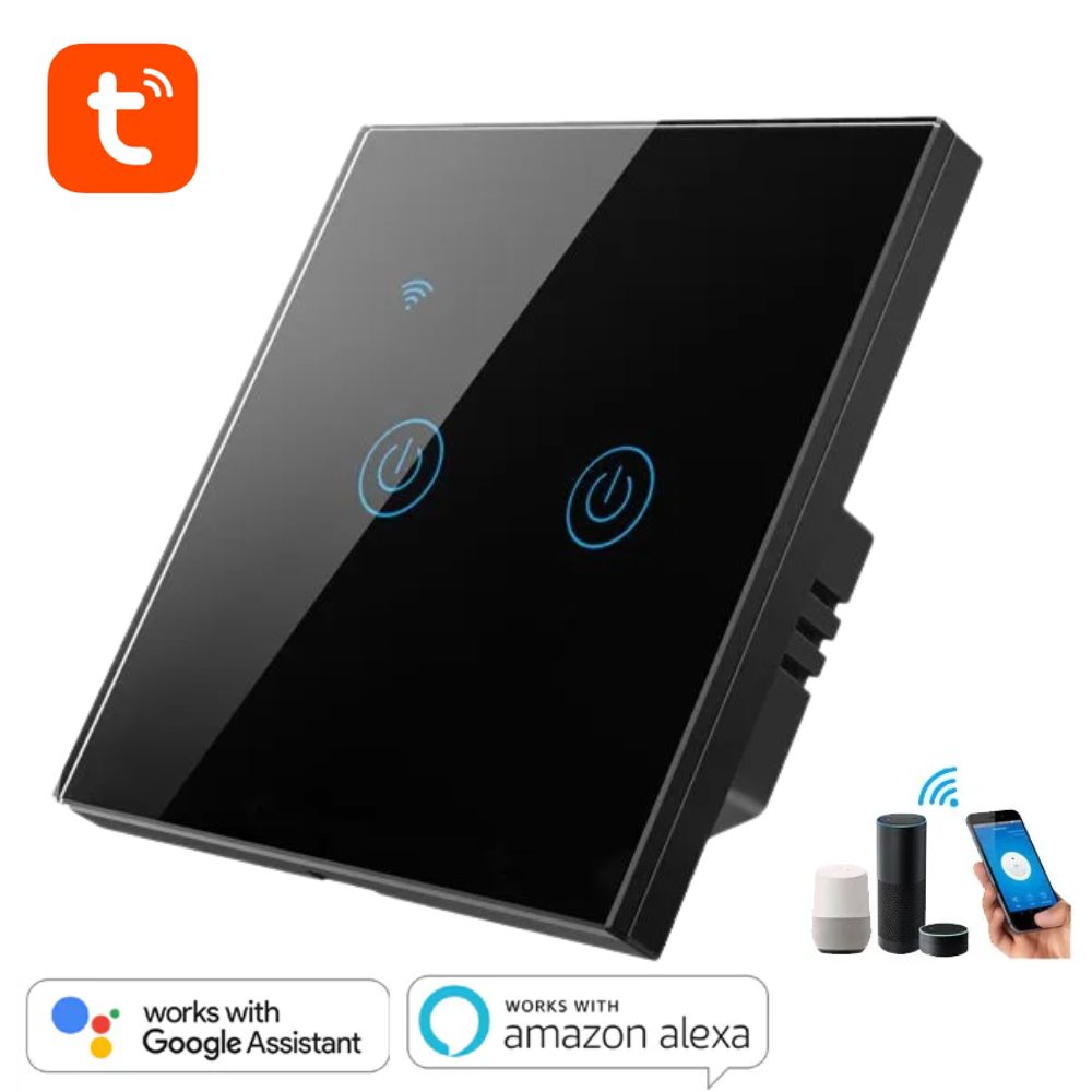 WALL SWITCHES, TUYA SWITCHES, 2 GANG WALL TOUCH SWITCHES