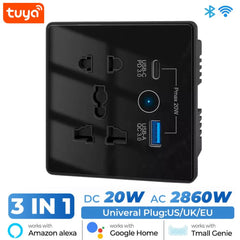 Tuya 13A Wifi Wall Socket USB C type, wall socket, tuya wall socket, usb socket, wifi wall socket, USB wall socket, universal wall socket