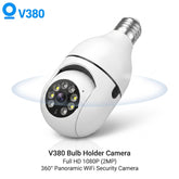 V380 Bulb Holder Camera 2MP 1080P | 360° Panoramic WiFi Security Camera | Single Lens | Two-Way Audio | Smart Motion Detection