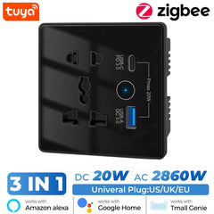 Tuya Zigbee Wall Socket C type USB, Zigbee wall socket, tuya wall socket, usb socket, Zigbee wall socket, C type wall socket, universal wall socket