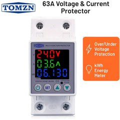 TOMZN 63A Digital Voltage Protector with LCD Display & Energy Meter, Voltage Protector, Energy Meter, Submeter, Cost-Meter