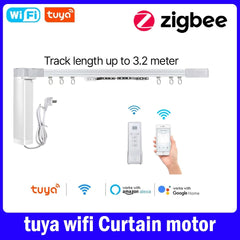 Tuya Smart WiFi & Zigbee Curtain Motor – Remote + App + Alexa Google Control | 3.2m Track