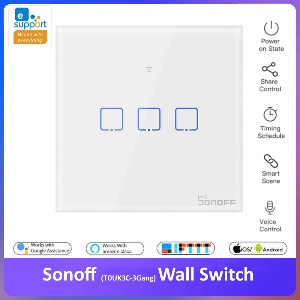 SONOFF T0UK3C -3 Gang Smart Wall Touch Switch