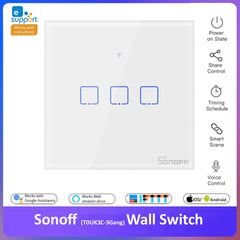 SONOFF T0UK3C -3 Gang Smart Wall Touch Switch