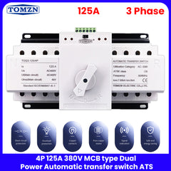 TOMZN 3 Phase 63A & 125A 4P ATS Dual Power Automatic Transfer Switch (ATS)