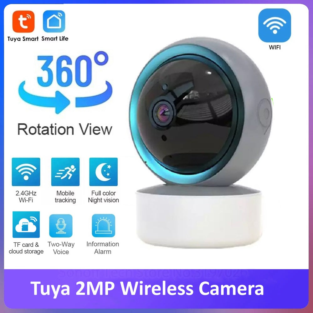 Tuya 2MP Wireless Smart WiFi Camera | 360° Rotation | Mobile Tracking