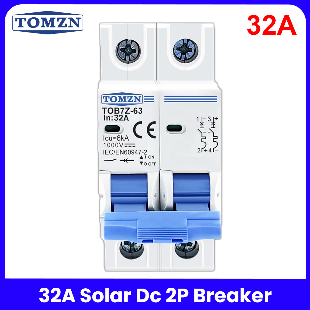 Tomzn 2P DC 1000V Solar Circuit Breaker DC Breaker 32A, 63A - 63A