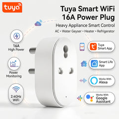 Tuya Smart WiFi 16A Power Plug with Power Monitor | AC & Water Geyser Smart Plug | Alexa & Google Home Control