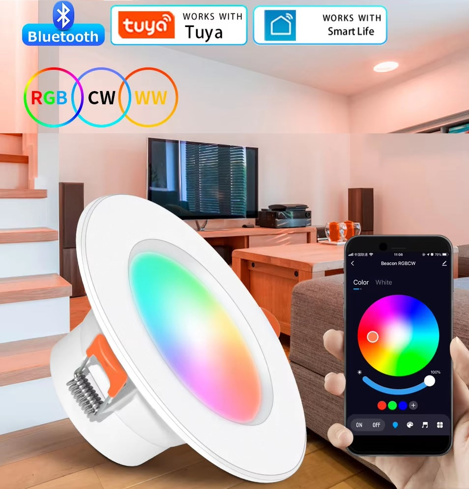 Tuya Bluetooth 10W LED Downlight Smart Ceiling Light 85-265V