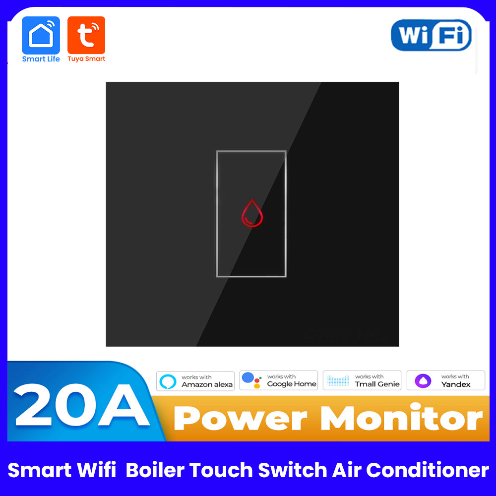 Tuya Smart Wifi  20A Water Heater Boiler Touch Switch Power Meter