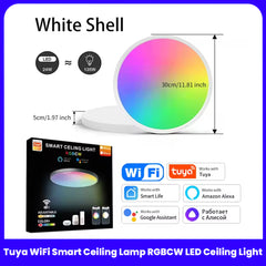 Tuya WiFi Smart Ceiling Lamp RGBCW LED Ceiling Light Chandelier 220V 24W Bedroom Living Room Decor Works with Alexa Google Home