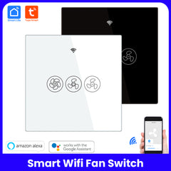 Tuya Smart WiFi Ceiling Fan Wall Touch Switch RF Supported - White