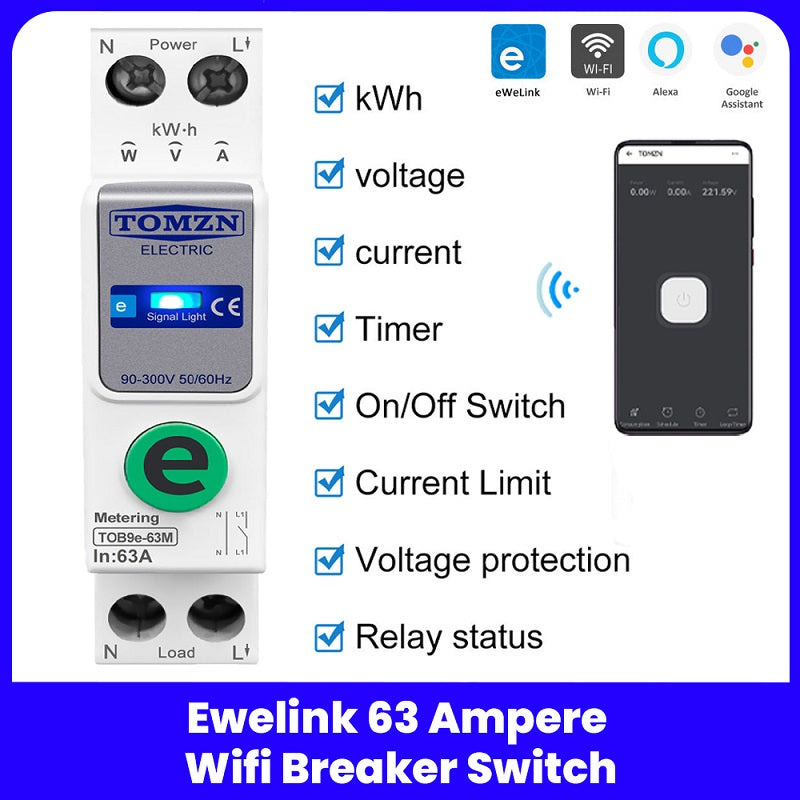 Tomzn Ewelink WIFI Smart KWH Metering Circuit Breaker