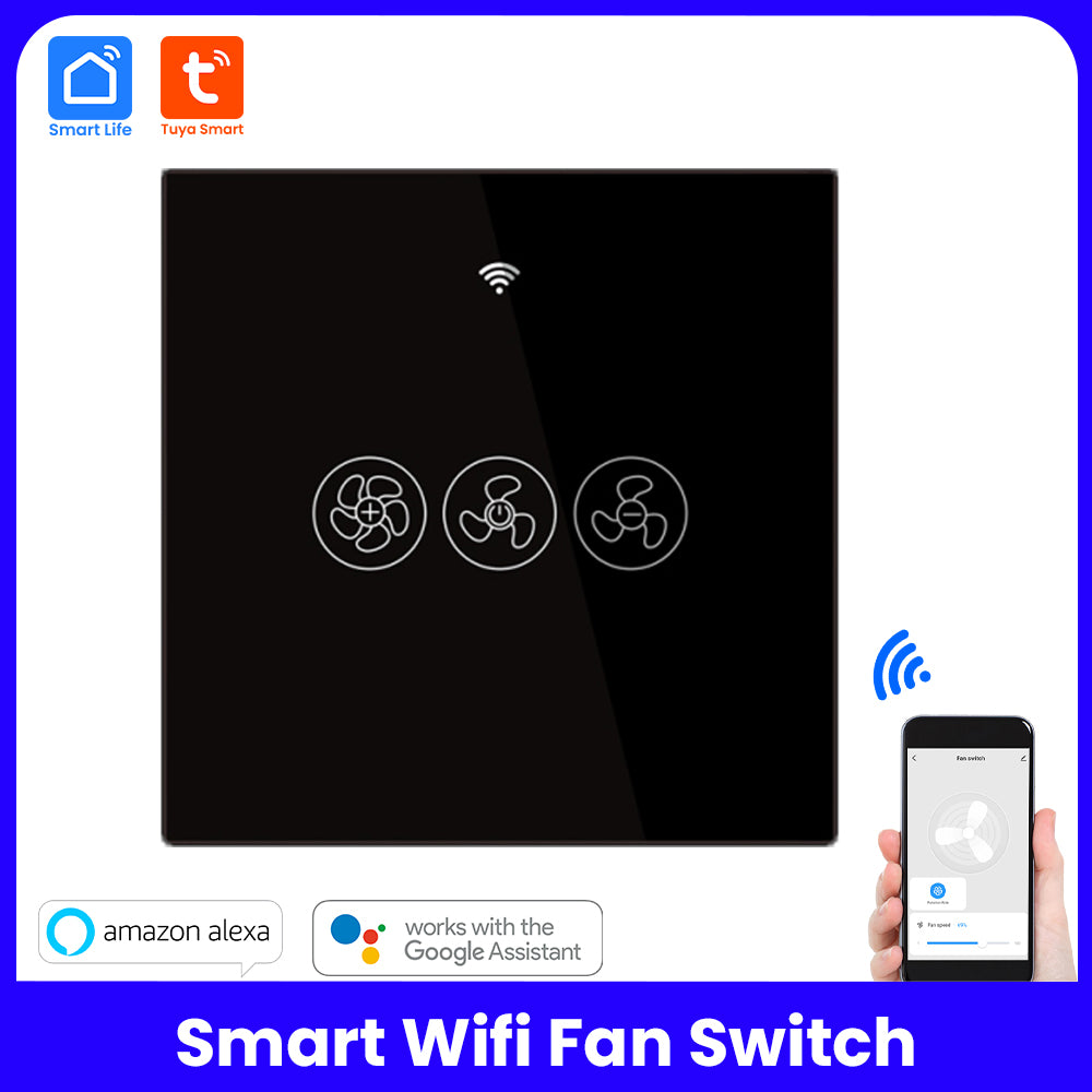 Tuya Smart WiFi Ceiling Fan Wall Touch Switch RF Supported - White