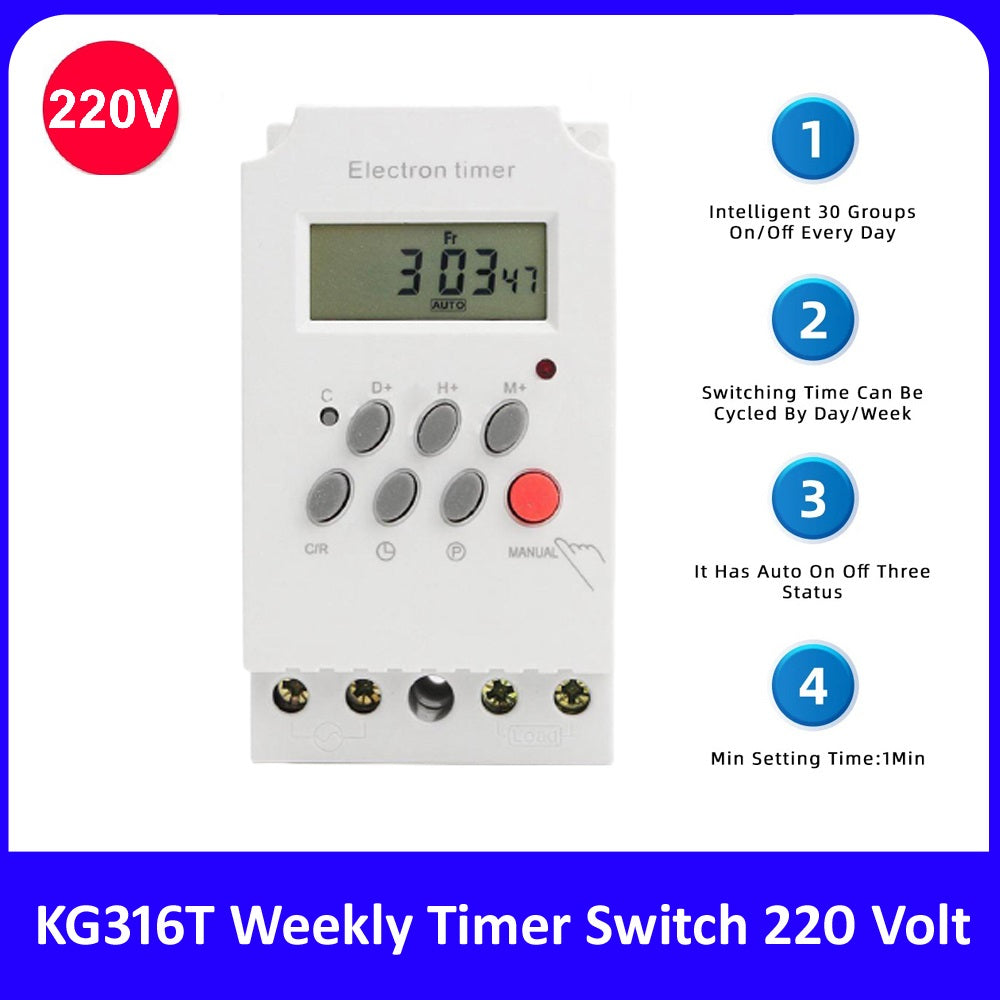 25A Digital Timer Switch Din Rail KG316T