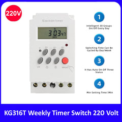 25A Digital Timer Switch Din Rail KG316T