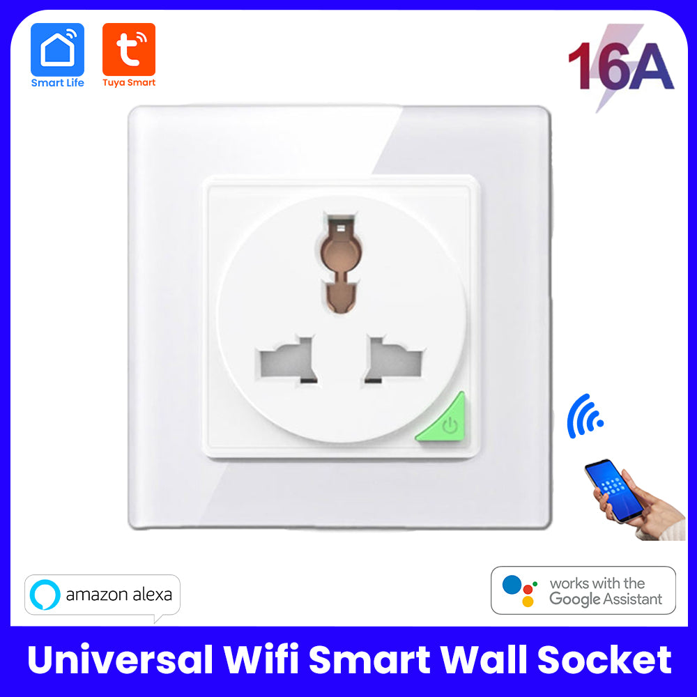 Tuya Smart 16A WIFI Socket Wall Switch - White