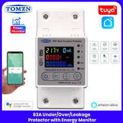 TOMZN 63A TUYA WIFI KWH Metering Display Circuit Breaker