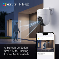 EZVIZ H8C - 4MP COLOR NIGHT VISION 360° PANORAMIC PAN & TILT WI-FI IP65 OUTDOOR CAMERA