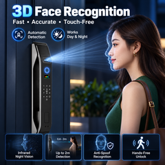 K-10 Tuya Smart WiFi Door Lock with 3D Face Recognition, Video Calling & Fingerprint