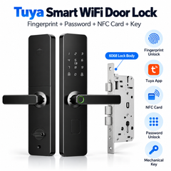 Tuya Smart WiFi Fingerprint Door Lock with Password, NFC Card, Key & 6068 Lock Body