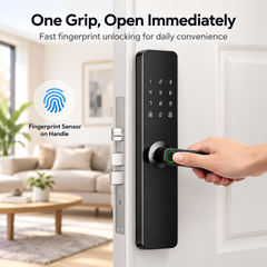 Tuya Smart WiFi Fingerprint Door Lock with Password, NFC Card, Key & 6068 Lock Body